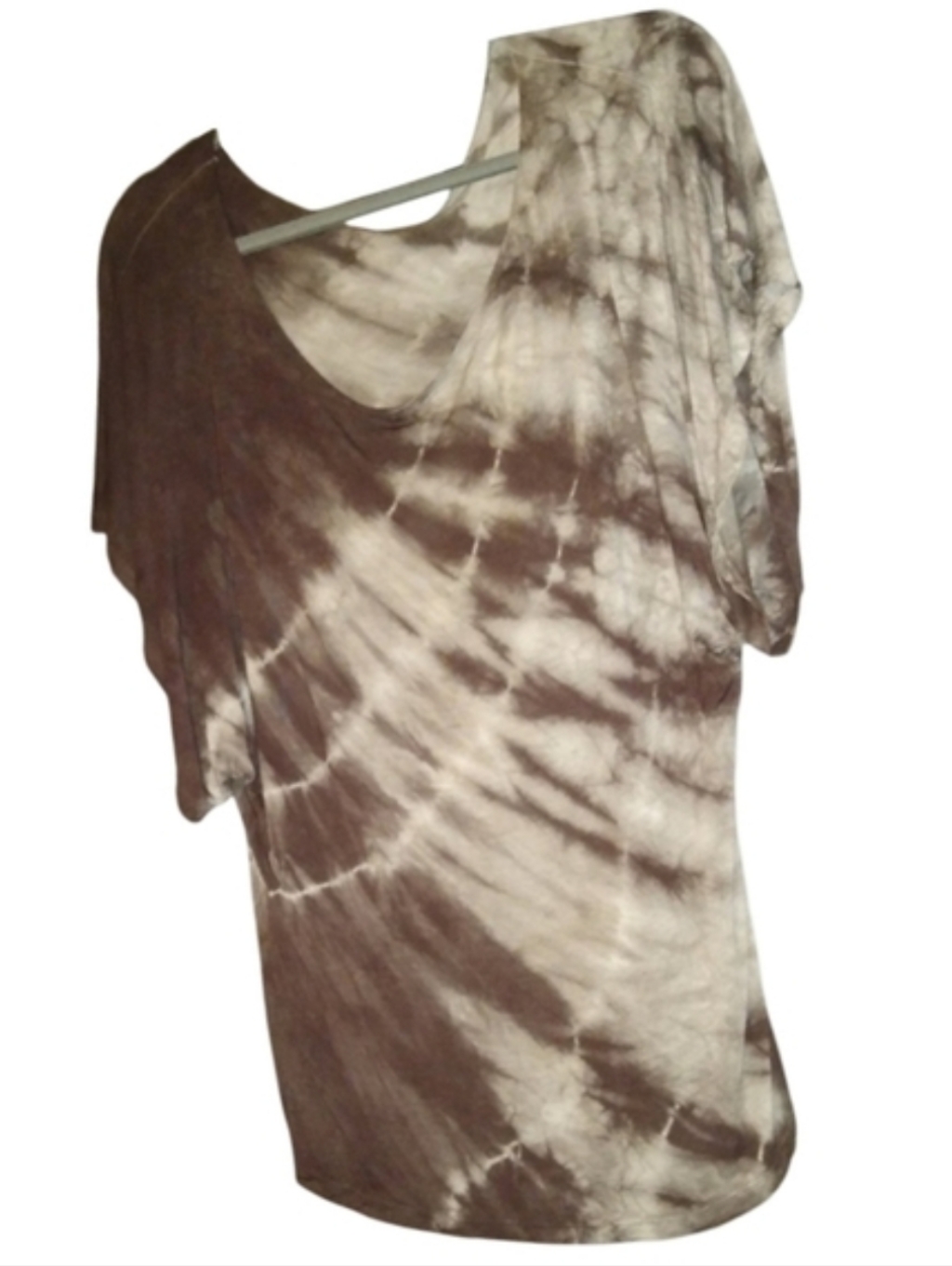 Brown Dye Tie Draped Oversized Top Loose Fit Tunic Beach Coverup Dyed Blouse